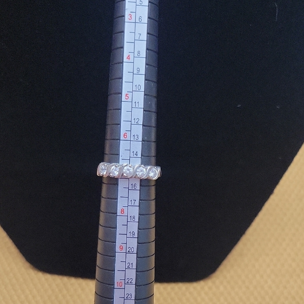 Silver Ring with Linear Crystal Band